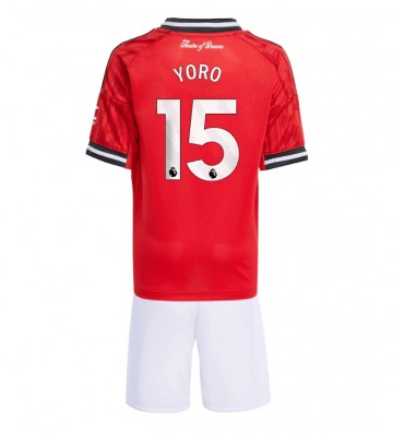 Manchester United Leny Yoro #15 Hjemmebanetrøje Børn 2025-26 Kortærmet (+ Korte bukser)